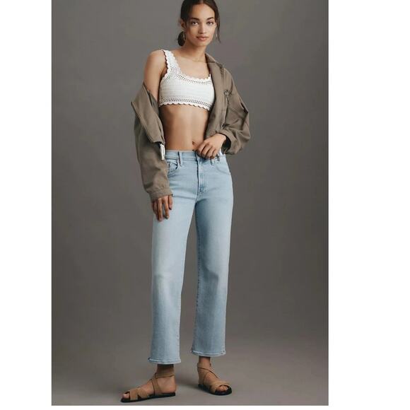 MOTHER Lil' Mid Rise Rambler Zip Ankle Ball's in Your Court Light blue 25 P - Picture 3 of 9